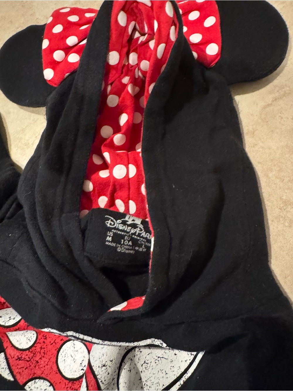 Disney Minnie Mouse Hoodie - Black with Red & White Polka Dot Hood